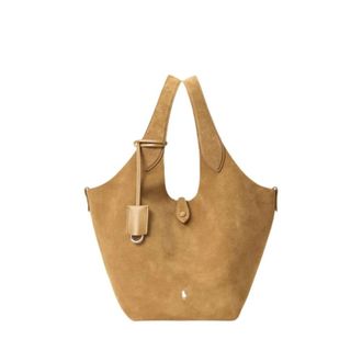 Polo Ralph Lauren Handbags, female, Brown, Size: ONE SIZE Italian Suede Chic Shoulder Bag