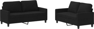 vidaXL Juego De Sof&aacute;s Con Cojines 2 Piezas Tela Negro Vidaxl