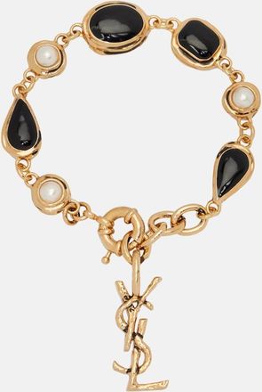 Saint Laurent Cassandre embellished chain bracelet