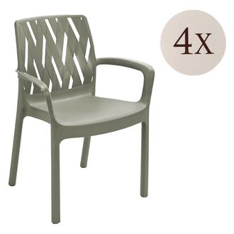 Dmora Silla De Exterior Rumley, 4 Sillas, Apilable Made In Italy, Con Brazos, Verde