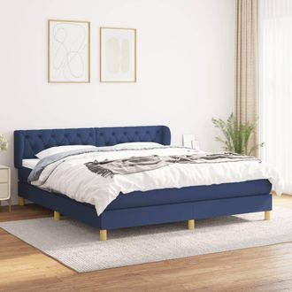 vidaXL Vidaxl - Cama Box Spring Con Colch&oacute;n Tela Azul 160x200 Cm