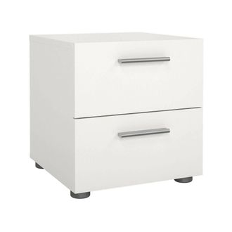 Dmora Dmora Table De Chevet Avec Deux Tiroirs Avec Poign&eacute;e, Couleur Blanche, 40 X 42 X 40 Cm