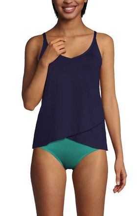 Lands End Tulip Hem Tankini Top in Deep Sea Navy at Nordstrom, Size X-Small