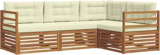 vidaXL Conjunto De Sof&aacute;s De Exterior 4 Uds. Natural Y Crema Vidaxl