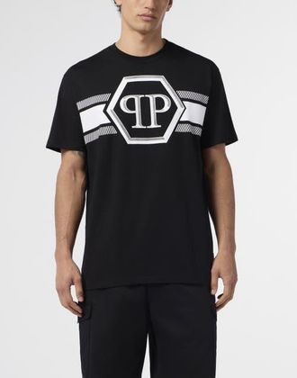 Philipp Plein Round Neck T-Shirt Hexagon Line Men in Black at Nordstrom, Size Xxx-Large