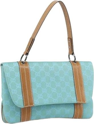 Gucci Pre-owned Shoulder Bags, female, Blue, Size: ONE SIZE Pre-owned Canvas Shoulder Bag