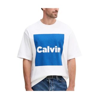 Calvin Klein Tops, Heren, Wit, S, T-Shirts