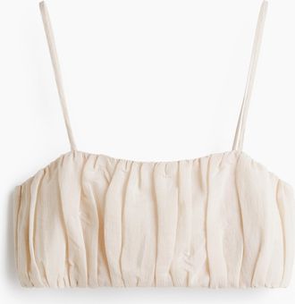 H&M Gerafftes Crop-Top - Hellbeige