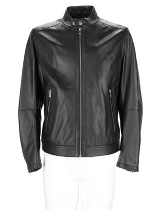 BOSS Smooth Lamb Leather Black Sports Jacket