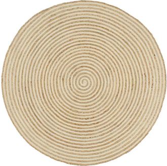 vidaXL Handmade Rug Jute with Spiral Design White 120 cm Vidaxl
