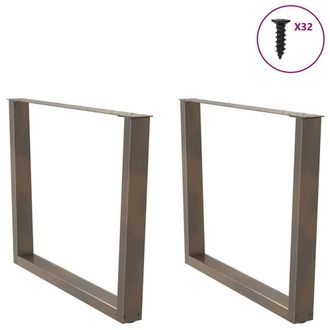 Berkfield Home Modern Dining Table Legs V-Shape 2 pcs Natural Steel 100x(72-73.3 in Brown