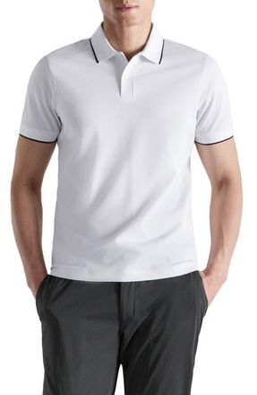 Mango Comfort Stretch Tipped Piqu&eacute; Polo in White at Nordstrom, Size X-Large
