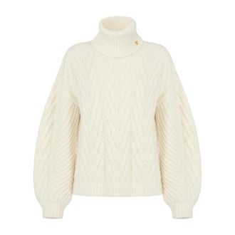 Elisabetta Franchi Truien & Vesten, Dames, Beige, 2Xl, Gebreide trui