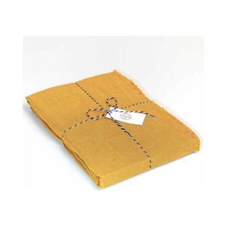Decoclico Mantel de c&aacute;&ntilde;amo lavado con flecos amarillo mostaza 170x250 cm