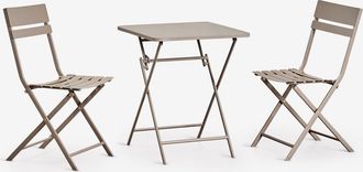Sklum Set Da Tavolo Quadrato 60x60 Cm Pieghevole E 2 Sedie Da Giardino In Acciaio Tamarit Sklum