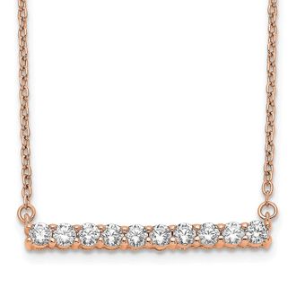Diamond2Deal 14K Gold 1/2 Ct Lab Grown Diamond Bar Pendant Necklace Clarity VS, Color G-H
