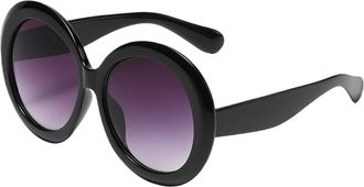 Generic Fashion Round Large Frame Sunglasses Men And Women UV400 Outdoor Vacation Photo Party Sun Glasses(Black)