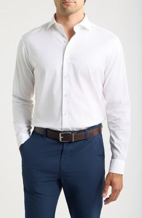 Johnnie-O Stretch Twill Solid Long Sleeve Button Up Shirt in White at Nordstrom, Size Xx-Large