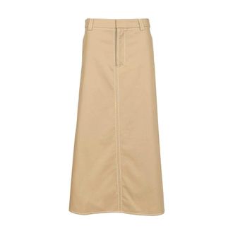 Ami Long Trapeze Skirt - female - Ami Paris - Midi Skirts - Beige - 2XS - Skirts
