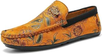 Generic QXDZSW Mens Shoes Casual Personality Loafers Breathable Slip on Orange Yellow Driving Shoes
