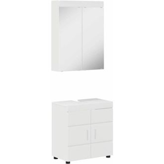 vidaXL Bathroom Furniture Set TULUM High Gloss White Engineered Wood vidaXL