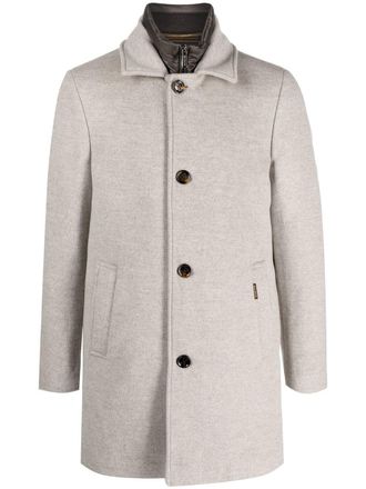 Moorer quilted single-breasted coat - Neutrals