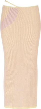 GCDS Comma Ribbed Longuette Rok - Dames - Maxi Rokken - Roze - XS - Polyester - Rokken