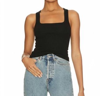 La Made Valeria Square Neck Tank In Black