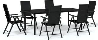 vidaXL Juego De Comedor Para Jard&iacute;n 7 Piezas Negro Vidaxl