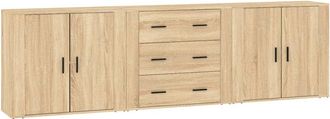 vidaXL Vidaxl - Aparadores 3 Piezas Madera Contrachapada Color Roble Sonoma