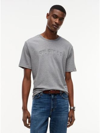 Tommy Hilfiger Mens Embroidered Arch Logo T-Shirt - B25 Grey Heather - XS