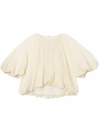 Khaite Alma puff-sleeve blouse - women - Polyamide/Sisal - 6 - Neutrals