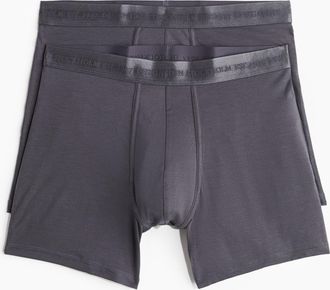 H&M 2er-Pack Halblange Trunks mit Lycra - Grau