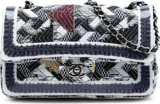 Chanel Womens Pre-owned Medium Classic Tweed And Silicone Double Flap - White Textile - One Size