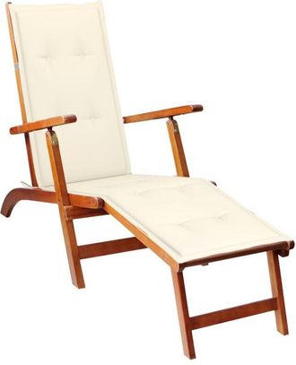 vidaXL Vidaxl - Tumbona De Jard&iacute;n Con Reposapi&eacute;s Y Coj&iacute;n Madera Maciza Acacia