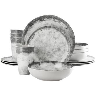 Gibson Home Organic Decal 16 Piece Melamine Dinnerware Set in Grey at Nordstrom