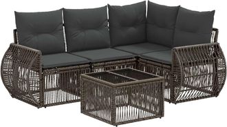 vidaXL Conjunto De Sof&aacute;s De Jard&iacute;n 5 Uds. Gris Y Gris Oscuro Vidaxl