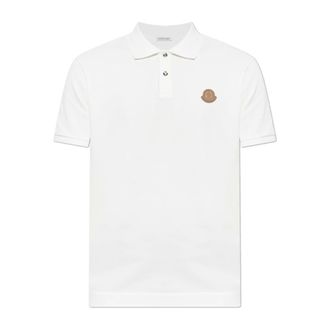 Moncler Polo Shirts, male, White, Size: 2XL Polo Shirt with Logo Patch