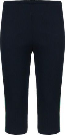 Gucci Broeken, Dames, Blauw, M, Katoen, Rib Cotton Jersey Broek met Web