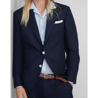 Brunello Cucinelli Navy Wool Blend Tailored Blazer, Brand Size 50 (US Size 40)