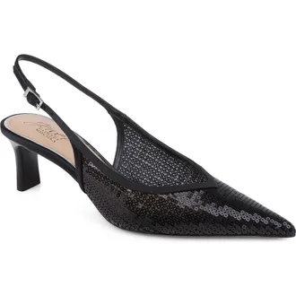 Badgley Mischka Zabelle Slingback Pump in Black Satin at Nordstrom, Size 8.5