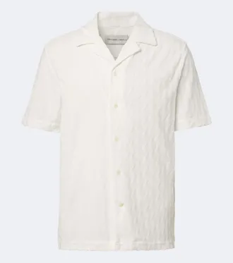 Frescobol Carioca Terry-trimmed cotton-blend bowling shirt