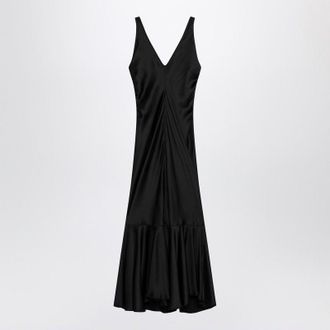 Max Mara Lange Zwarte Satijnen Jurk