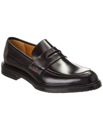 Gucci Web Leather Loafer