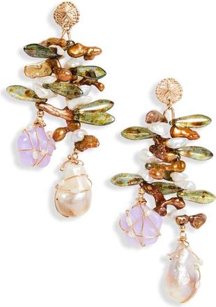 Isshī Mina Freshwater Pearl Drop Earrings in Kelp at Nordstrom