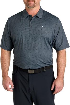 Callaway Big & Tall Chevron Gingham-Printed Performance Polo Shirt in Caviar at Nordstrom, Size Xx-Large