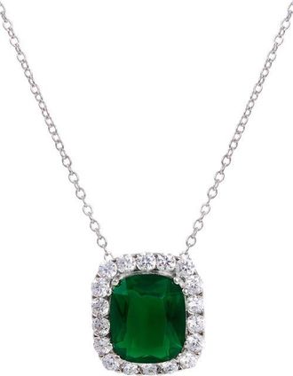 Savvy Cie Jewels Cushion Pendant Necklace in Green at Nordstrom