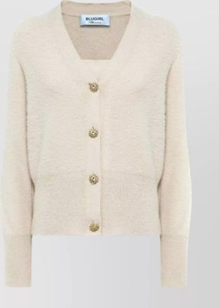 Blugirl v-neck sweater with button embellishments and long sleeves