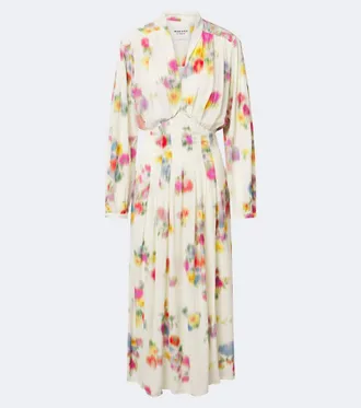 Isabel Marant Abito midi in satin pliss&eacute; floreale