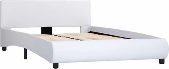 vidaXL Estructura De Cama Con Led Cuero Sint&eacute;tico Blanco 140x200 Cm